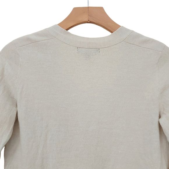 Banana Republic Womens Merino Wool Sweater Large Beige Button Up Knit V-Neck - Picture 7 of 12